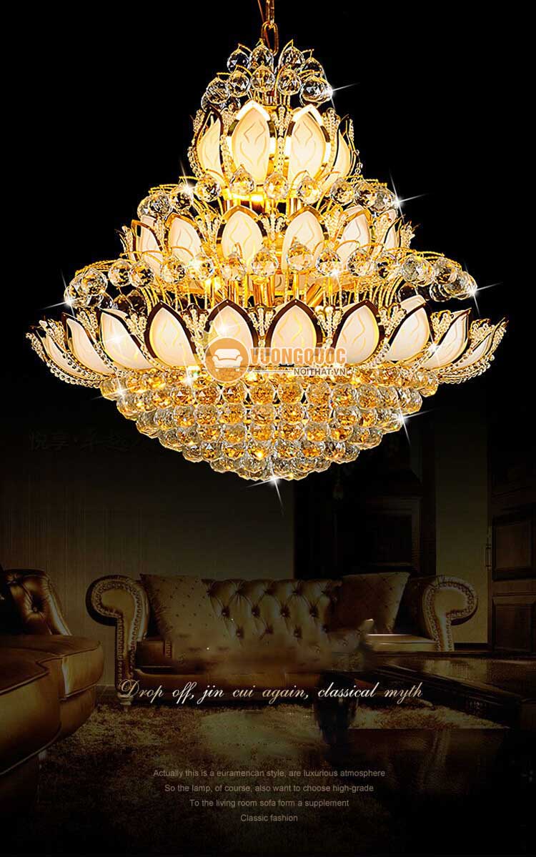 Đèn chùm thủy tinh hoa sen CM164-4